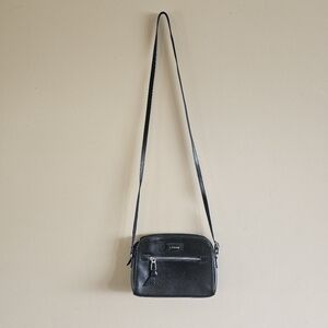 LODIS Charlotte Pebbled Black Leather Crossbody